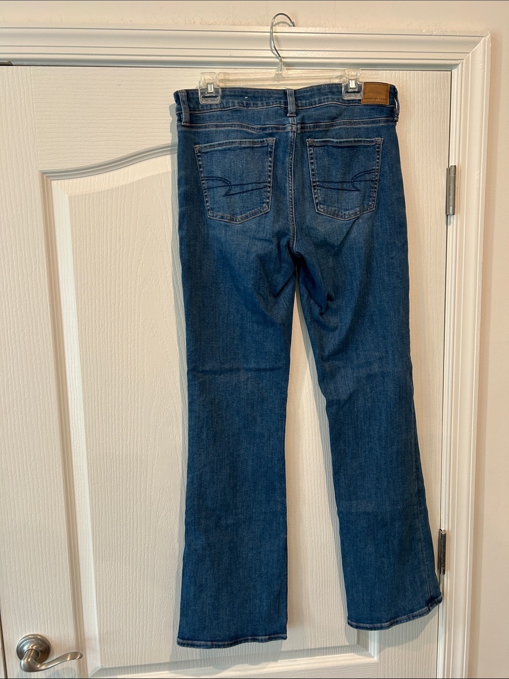 American Eagle Outfitters Dark Blue Flare Wide-Leg Jeans - Picture 4 of 5